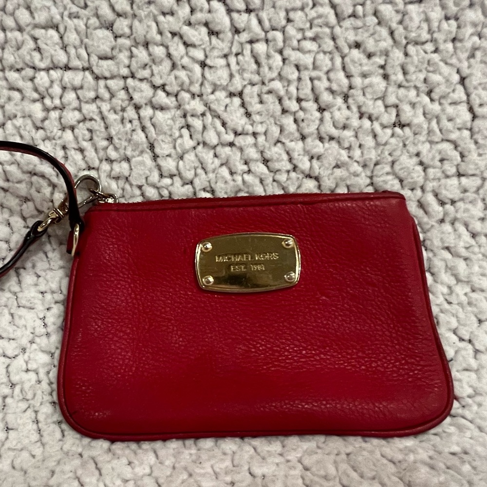 Michael Kors Red Pebbled Leather Wristlet